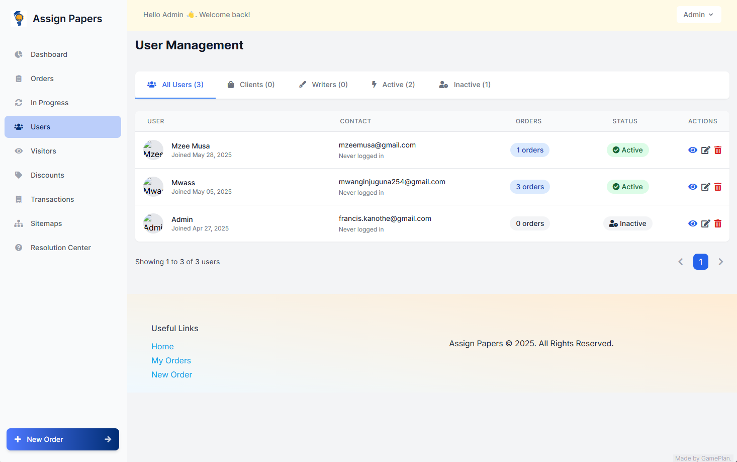 User Management Dashboard