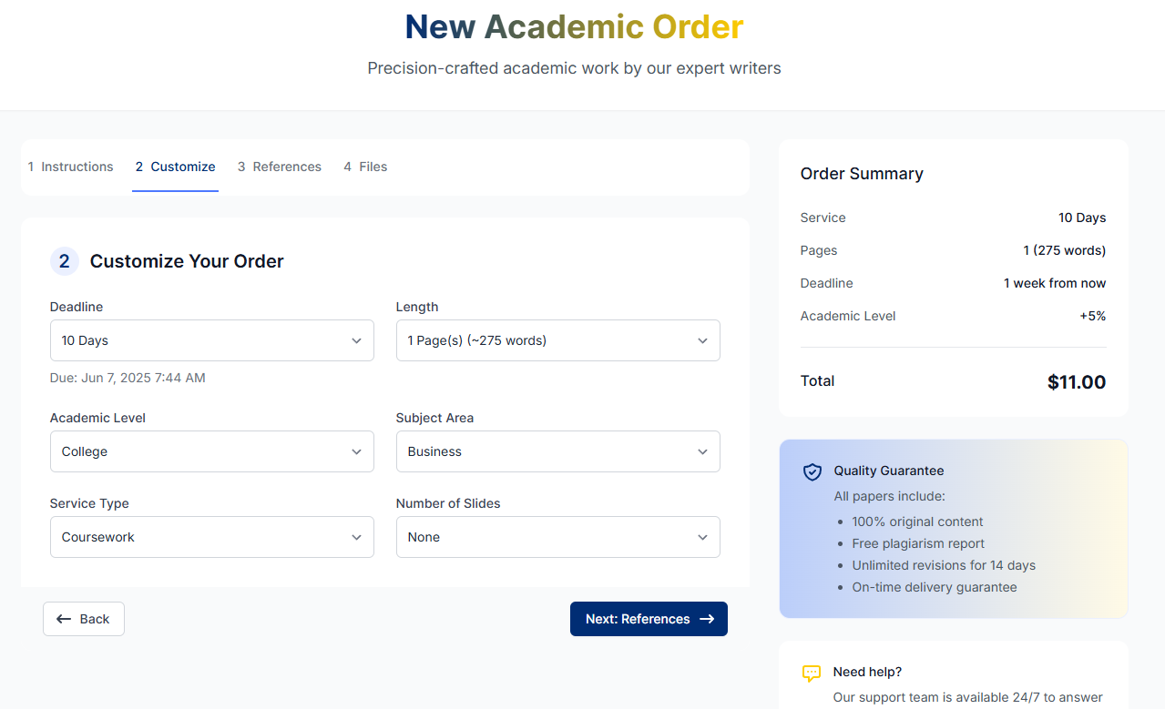Order Customize UI