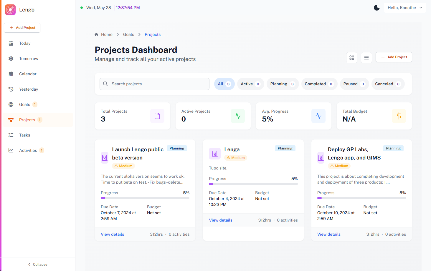 Project Management Dashboard